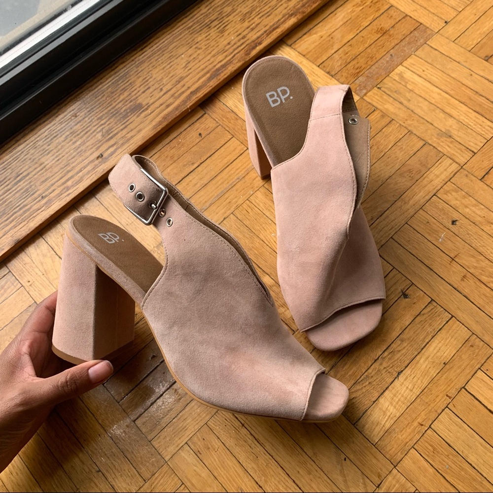 Pink suede heels